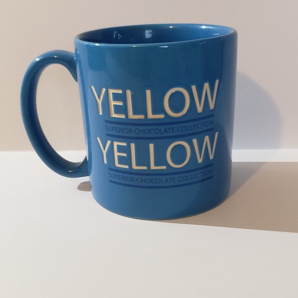 M&M World Blue Mug Superior Chocolate Collection Yellow 2005 16 Oz - Picture 3 of 6